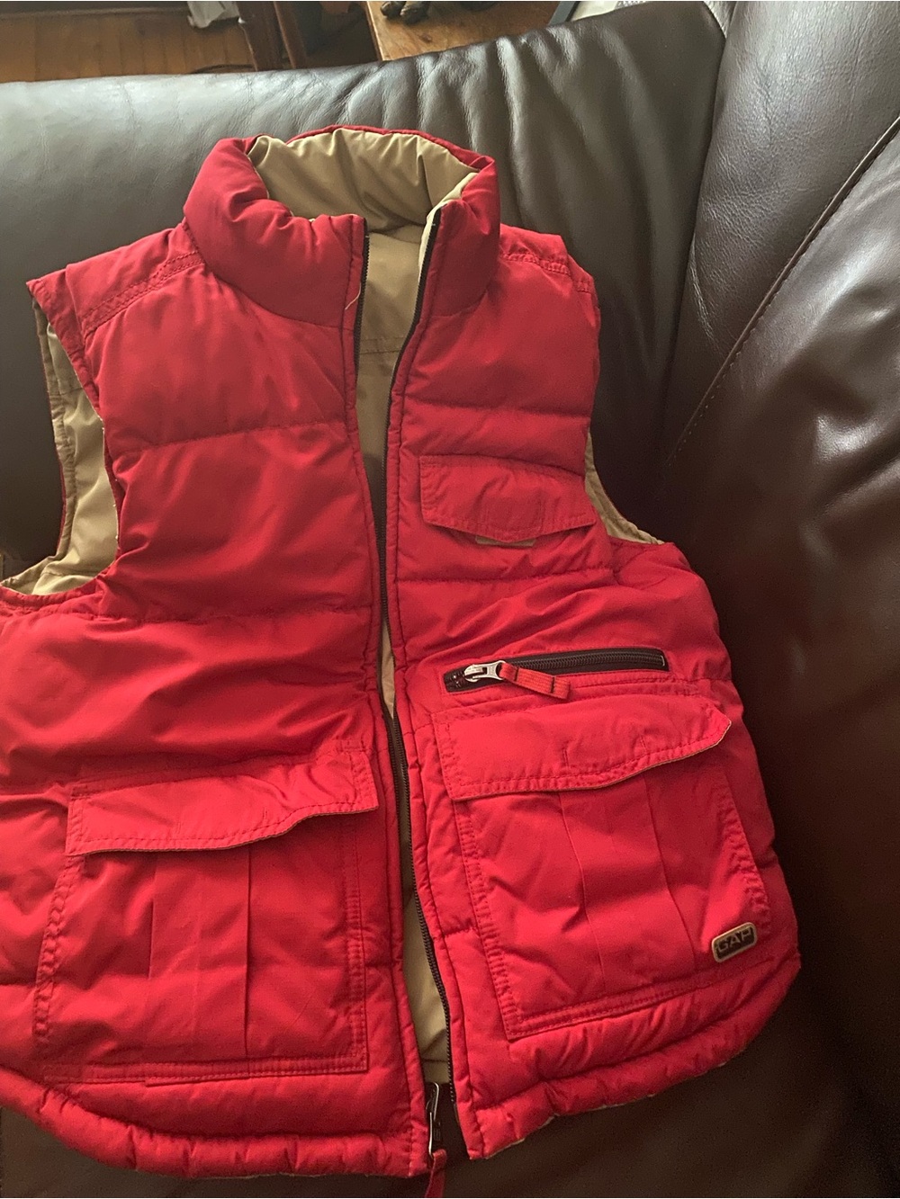 GAP Red Puffer double sided vest